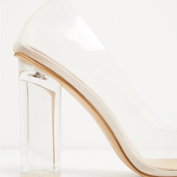 Nude Block Heel Clear Court Pumps - Picture 5 of 11